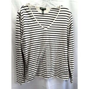 Women's LRL Ralph Lauren Knit Top V-Neck Long Sleeves Sz XL